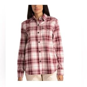 Tilley pink plaid button down shirt